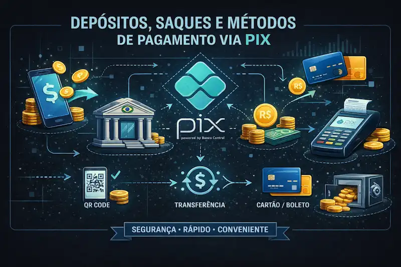 Depósitos, saques e métodos de pagamento via Pix